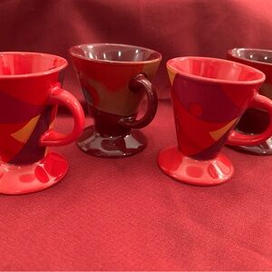 Vibrant Red and Burgundy Ceramic Coffee Mugs